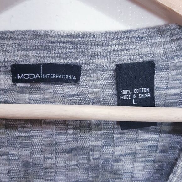 Moda International 100% Cotton Long Gray Cardy - Picture 7 of 10